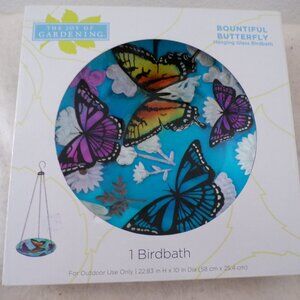 New Hanging Glass Birdbath Bountiful Butterflies Spring Garden Beautiful